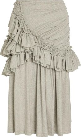 Dries Van Noten Humairah Ruched Cotton Midi Skirt - Grey - 34 (UK6 / XS)