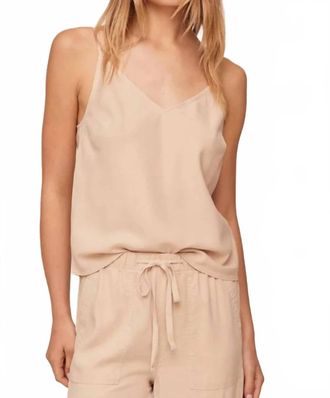 Bella Dahl Clean Cami V-Neck Top In Linen Sand