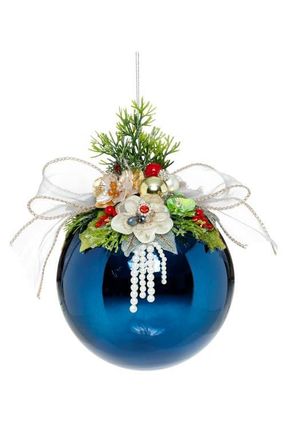 Mark Roberts Floral Jeweled Ornament, Shiny, Dark Blue in Shiny Dark Blue at Nordstrom