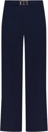 Twinset Flare broek met ovale gesp detail - Dames - Vrijetijds broeken - Blauw - XL - Polyester - Broeken