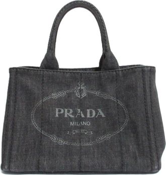 Prada Black Canapa Shoulder Bag Tote Bag (Pre-Owned)