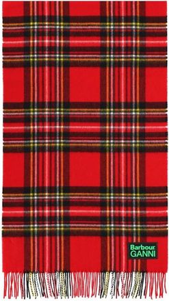 Barbour Sjaal met ruitpatroon en franjes - unisex - Wintersjaals - Rood - ONE Size - Accessoires