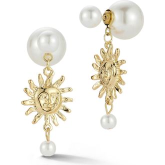 Sphera Milano Faux Pearl Sun Drop Earrings in Gold at Nordstrom Rack