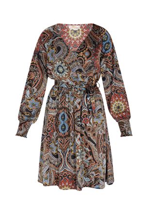 Usha jurk Dames Zwart Veelkleurig