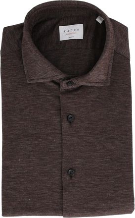 Xacus Brown Long-Sleeve Textured Shirt