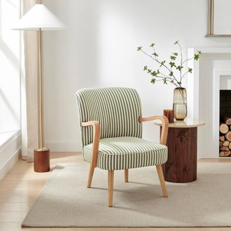 Furniturebox Sylvie Accent Chair with Oak Effect Legs in Green