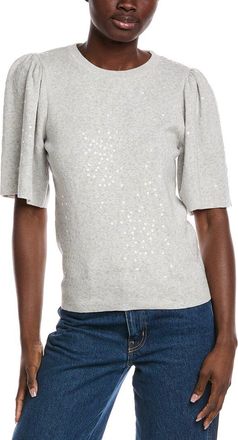 Minnie Rose Sequin Puff Sleeve Cashmere-Blend Sweater