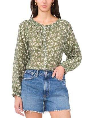 Vince Camuto Long Sleeve V-Neck Button Down Blouse