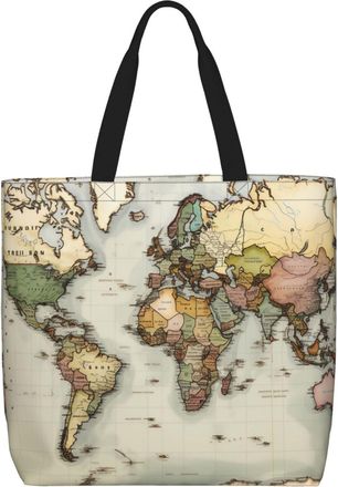 Generic Wor-Ld Map2 Shoulder Bag Handle Women Handbag Eco Friendly Handbags For Work Picnic Daily Use