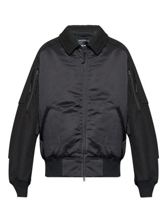 Yohji Yamamoto contrast-panel bomber jacket - men - Polyester/Polyamide - M - Black