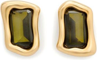 Kate Spade New York molten glass statement stud earrings in Green/Gold at Nordstrom