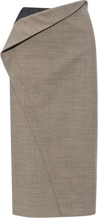 Jil Sander Wol met split - Dames - Midirokken - Beige - L - Wol - Rokken