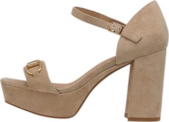 Jeffrey Campbell Womens Clever-B Platform Sandals In Natural Suede Gold