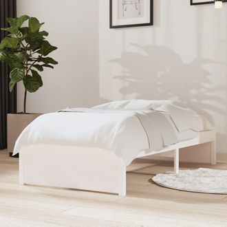 vidaXL Estructura De Cama Sin Colch&oacute;n Madera Maciza Blanco 75x190 Cm Vidaxl