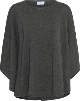 Saint Tropez Billi SZ Poncho Strik - Dames - Ponchos - Grijs - ONE Size - Jassen