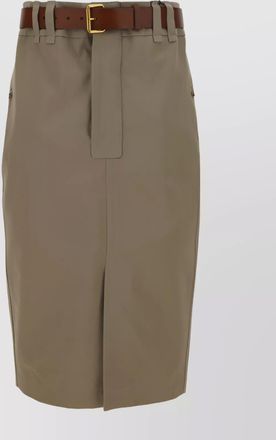 Saint Laurent leather belt cotton midi skirt