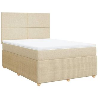 vidaXL Vidaxl - Cama Box Spring Con Colch&oacute;n Tela Color Crema 140x200 Cm