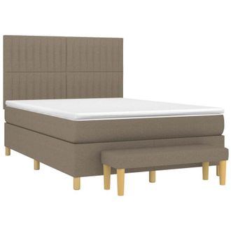 vidaXL Vidaxl - Cama Box Spring Con Colch&oacute;n Tela Gris Taupe 140x190 Cm