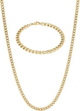 Adornia Mens Curb Chain Bracelet & Necklace Set in Gold at Nordstrom Rack