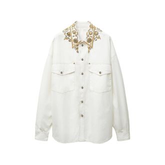 Versace Embroidered Cotton-poplin Shirt