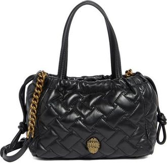 Kurt Geiger Small Kensington Leather Drawstring Tote in Black at Nordstrom