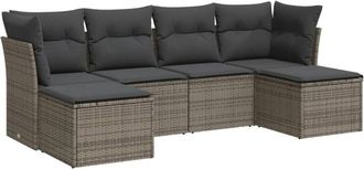 vidaXL Set De Muebles De Jard&iacute;n 6 Pzas Y Cojines Rat&aacute;n Sint&eacute;tico Gris Vidaxl