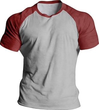 Generic Mens Color-Blocked Short Sleeve T-Shirt - Casual Crewneck Fashion Essential Summer Top (UK, Alpha, 4XL, Regular, Regular, Color Blocking14)