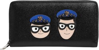 Dolce & Gabbana Zwarte leren rits continentale herenportemonnee - Heren - Portefeuilles - Zwart - ONE Size - Accessoires