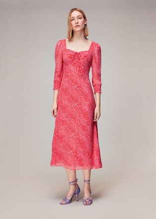 Whistles Diagonal Leopard Midi Dress in Pink/multi at Nordstrom, Size 12