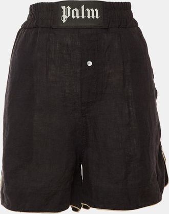 Palm Angels Black Linen Logo Detail Boxer Shorts