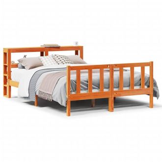 Berkfield Home Bed Frame with Headboard without Mattress Wax Brown 135x190 cm Double