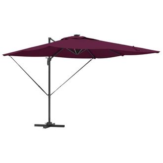 Berkfield Home Cantilever Roma Parasol with LEDs in Bordeaux Red, 286 x 285 x 27 in Burgundy