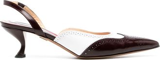 Thom Browne 70mm brogue-detailed slingback pumps - women - Calf Leather/Calf Leather/Goat Skin/Lamb Skin - 35 - Red