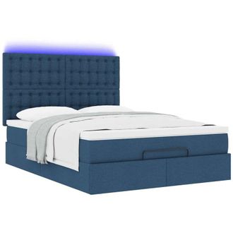 vidaXL Vidaxl - Estructura De Cama Otomana Colch&oacute;n Tela Azul Pardo 140x200cm