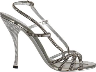 Dolce & Gabbana Silver Crystal Slingback KEIRA Sandals Womens Shoes (Pre-Owned)