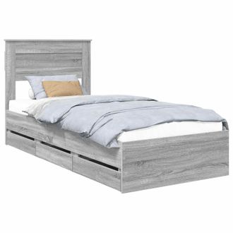 vidaXL Estructura De Cama Gris Sonoma 100 X 200 Cm Madera Ingenieril Vidaxl