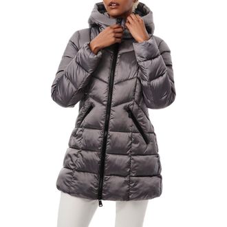 Bernardo Metallic Hooded Walker Coat in Metallic Grey at Nordstrom Rack, Size X-Small