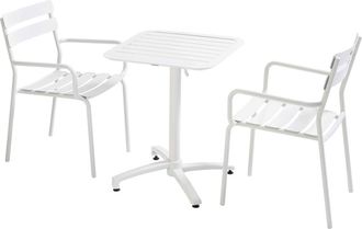 Oviala Mesa reclinable 60 x 60 cm y 2 sillas blancas