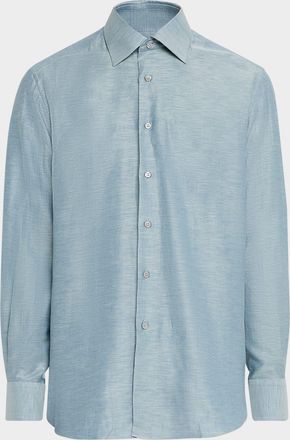 Stefano Ricci Mens Heathered Cotton and Linen Sport Shirt