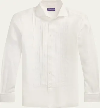 Ralph Lauren Purple Label Mens NM x RL French Cuff Linen Tuxedo Shirt