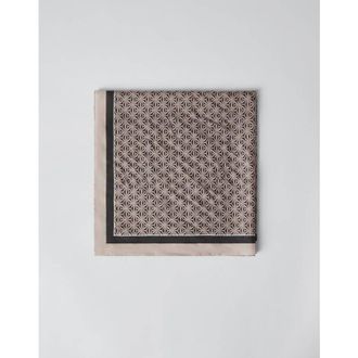 Brunello Cucinelli Womens Anthracite Beige Silk Patterned Scarf