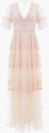 Needle & Thread Midsummer Lace Gown in Champagne/ballet Slipper at Nordstrom, Size 14