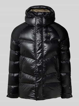 Blauer Steppjacke mit Label-Patch Modell CROWN in Black, Größe XXL