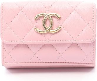 Chanel Pink Leather Wallet (Tri-Fold) (Pre-Owned)