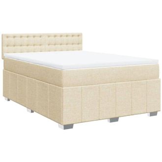 vidaXL Cama Box Spring Con Colch&oacute;n Tela Color Crema 140x200 Cm Vidaxl