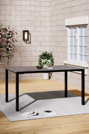 Living and Home Wood Effect Outdoor Garden Dining Table in Grey