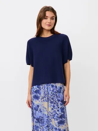 Masai MaFokimia Short Sleeve Knit Blouse in Medieval Blue at Nordstrom, Size Xx-Large