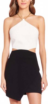 Amanda Uprichard Tyler Halter Cutouts Mini Dress In Ivory/black