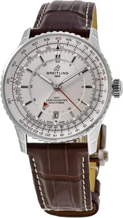 Breitling Navitimer Automatic 41 GMT Beige Dial Leather Strap Mens Watch A32310211G1P1
