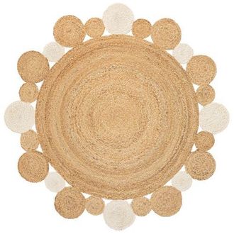 Jonathan Y Designs Ayana Two-Tone Jute Hippy Circle Round Area Rug in Natural/cream at Nordstrom, Size 5Ft 0In X 5Ft 0In
